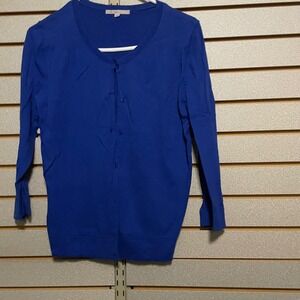 GAP‎ Blue Knit Button Front Cardigan Sweater Women Medium 3/4 Sleeve